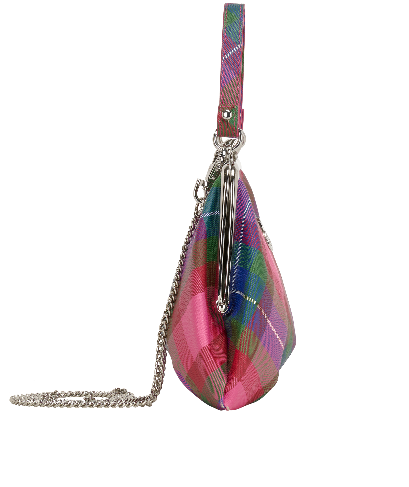 Granny Frame Purse, &pound;95, Handbags, Blue/Purple/Red, Canvas, Side view